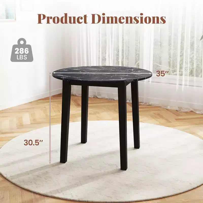 Table à manger ronde avec plateau imitation marbre