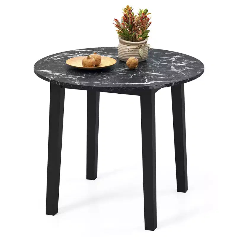 Costway 35 Kitchen Table Round Dining Table w/ Marble-textured Veneer Tabletop