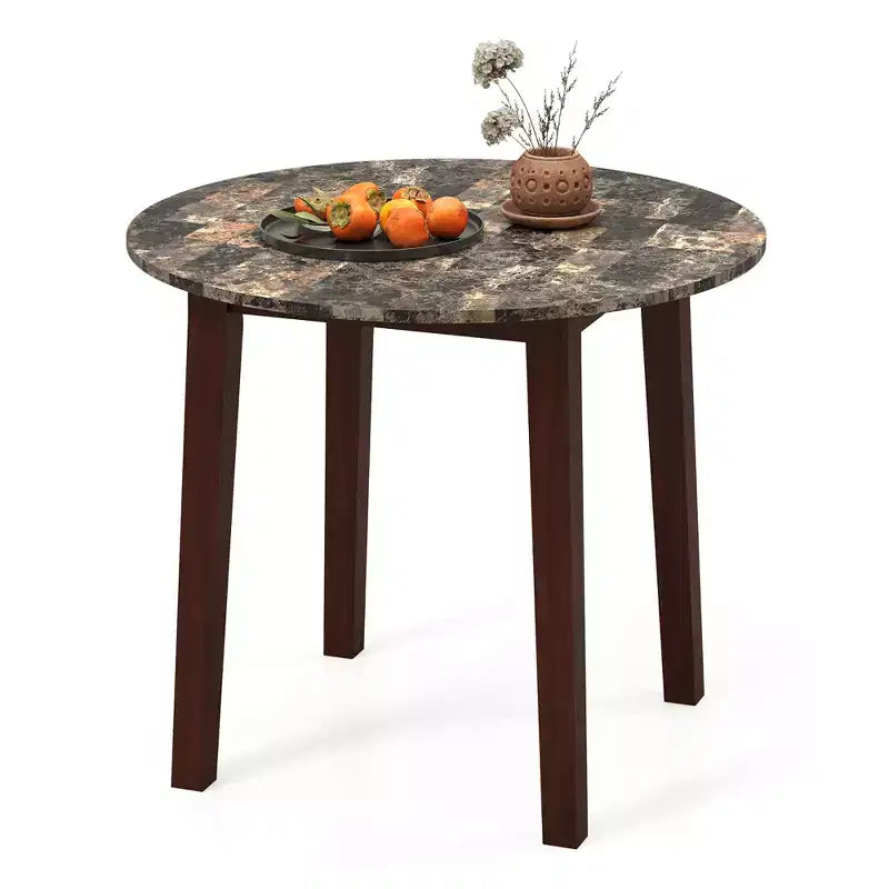 Table à manger ronde avec plateau imitation marbre