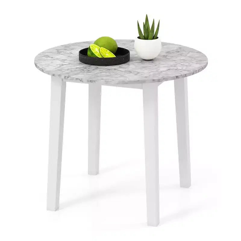 Table à manger ronde avec plateau imitation marbre
