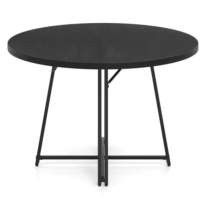 Table à manger avec 8 pieds de support en métal et une base en forme de croix.