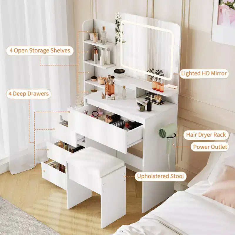 Coiffeuse et tabouret