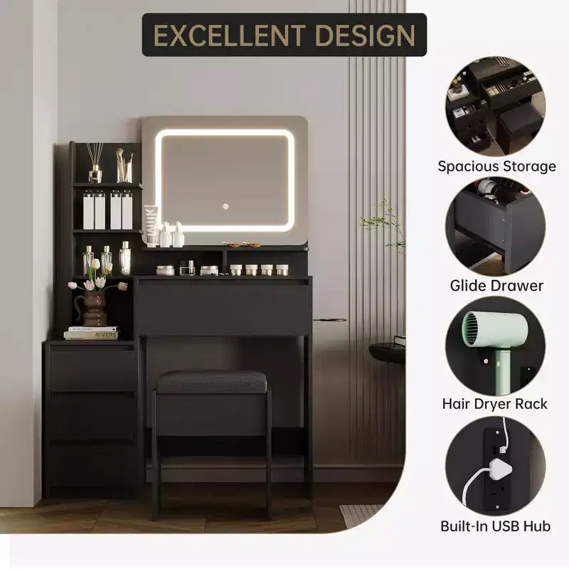 Coiffeuse et tabouret