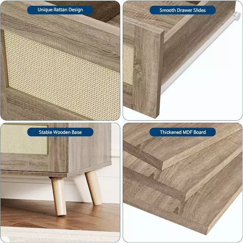commode en rotin à sept tiroirs