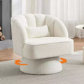 Modern 360 Swivel Barrel Accent Chair Teddy Fleece Upholstered Armchair w/Soft Pillow Round Reading Chair for Living Room Bedroom