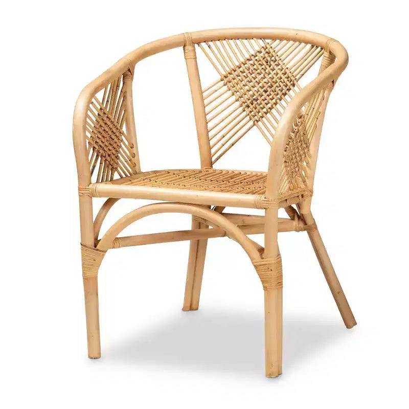 Kagama Rattan Dining Chair Brown - bali & pari: Bohemian Bamboo Comfort Design Stable Base