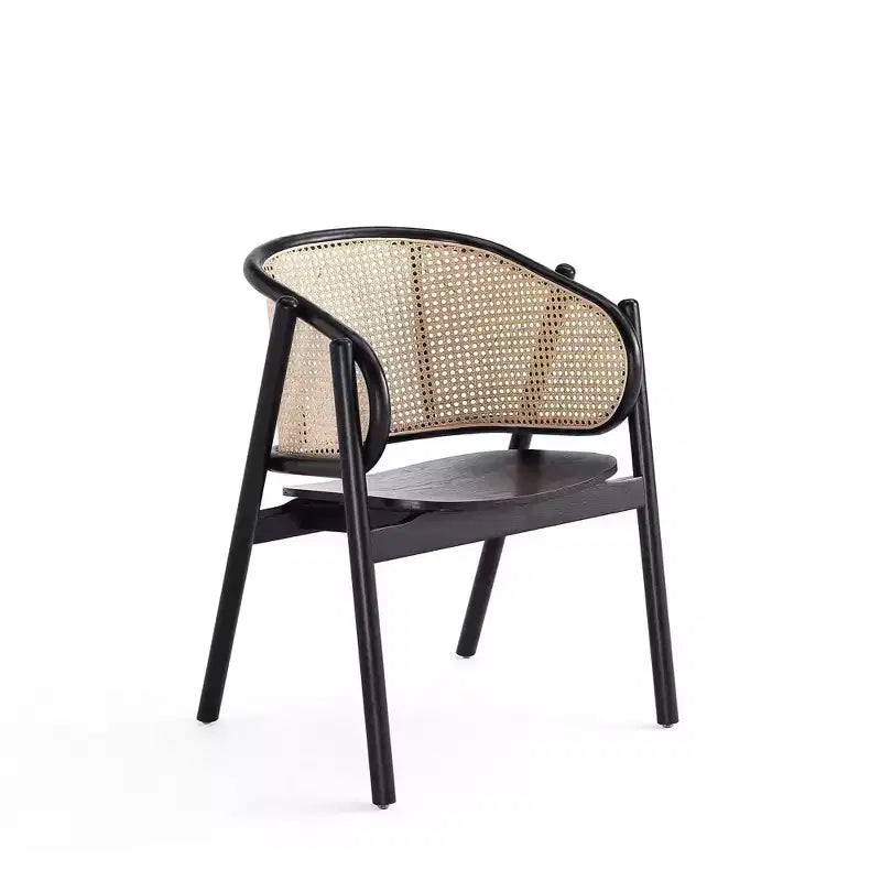 Manhattan Comfort Versailles Wood Armchair Black/Cane - Manhattan Comfort: Rattan Accent No Assembly Required